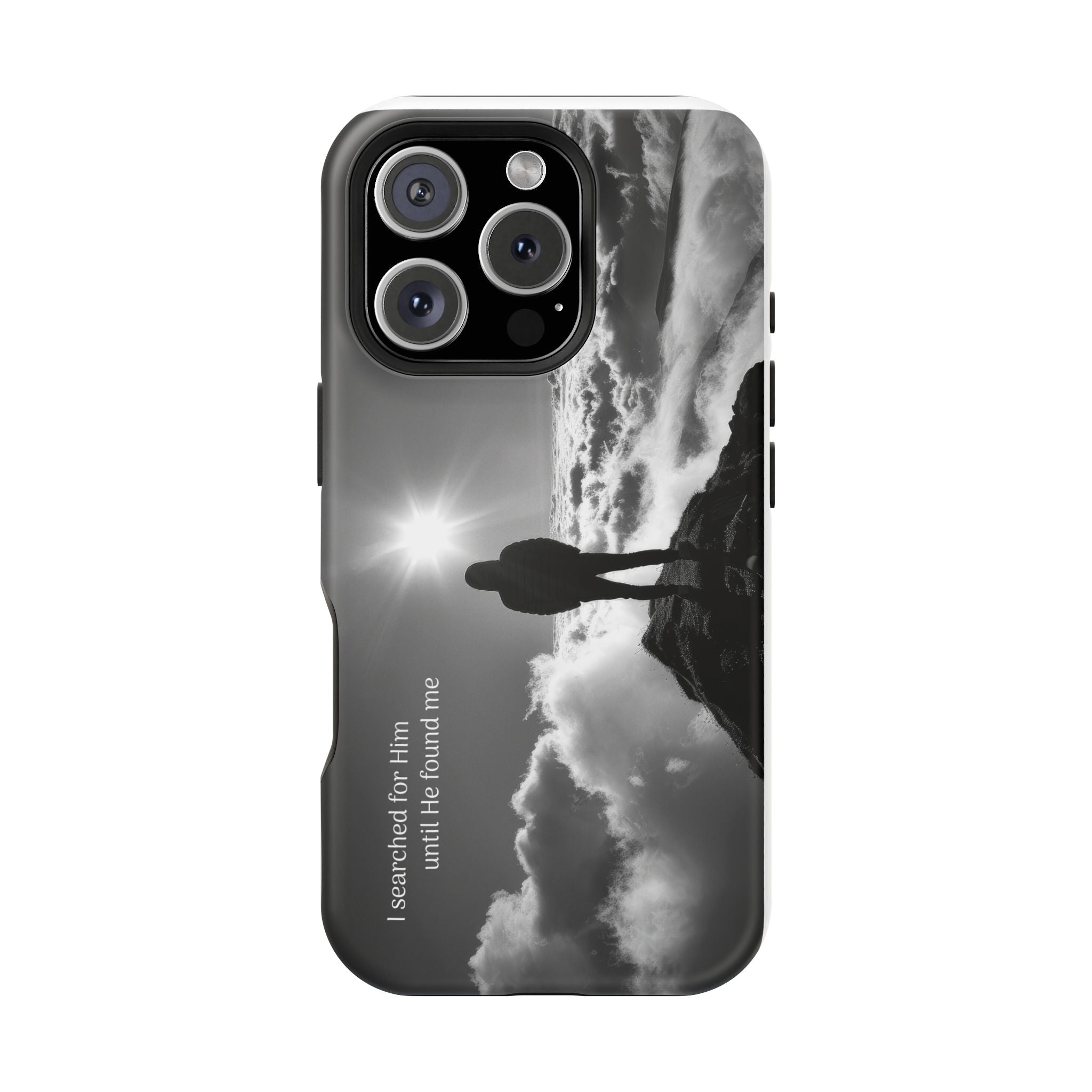 Inspirational Silhouette Magnetic Phone Case — "I searched for him until he found me"