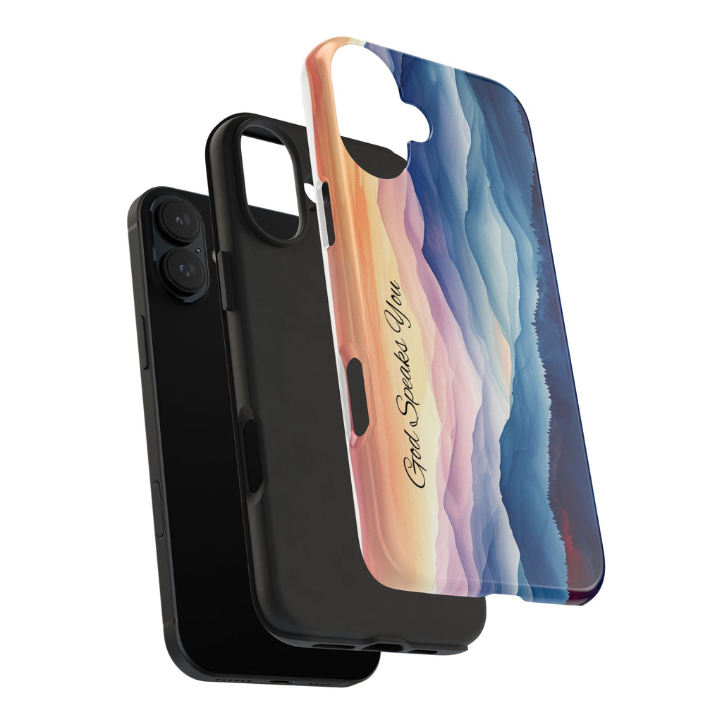 Phone Case — 'God Speaks You' Sunset Mountain Tough Protective Case