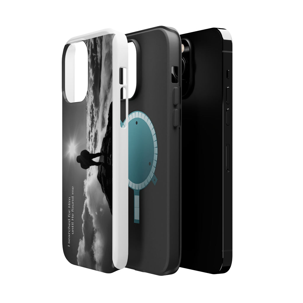 Inspirational Silhouette Magnetic Phone Case — "I searched for him until he found me"
