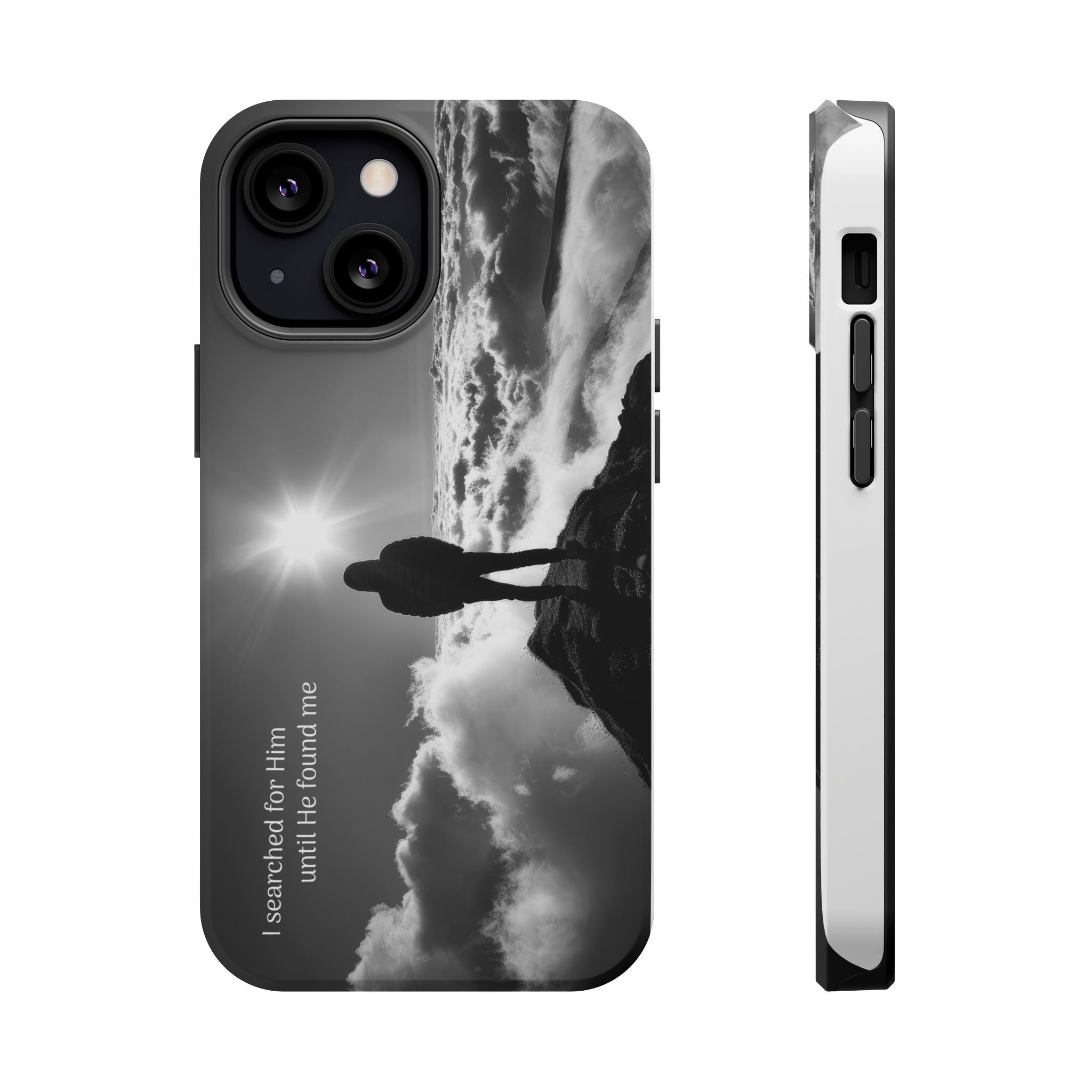 Inspirational Silhouette Magnetic Phone Case — "I searched for him until he found me"