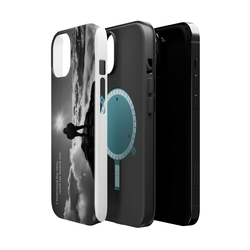 Inspirational Silhouette Magnetic Phone Case — "I searched for him until he found me"