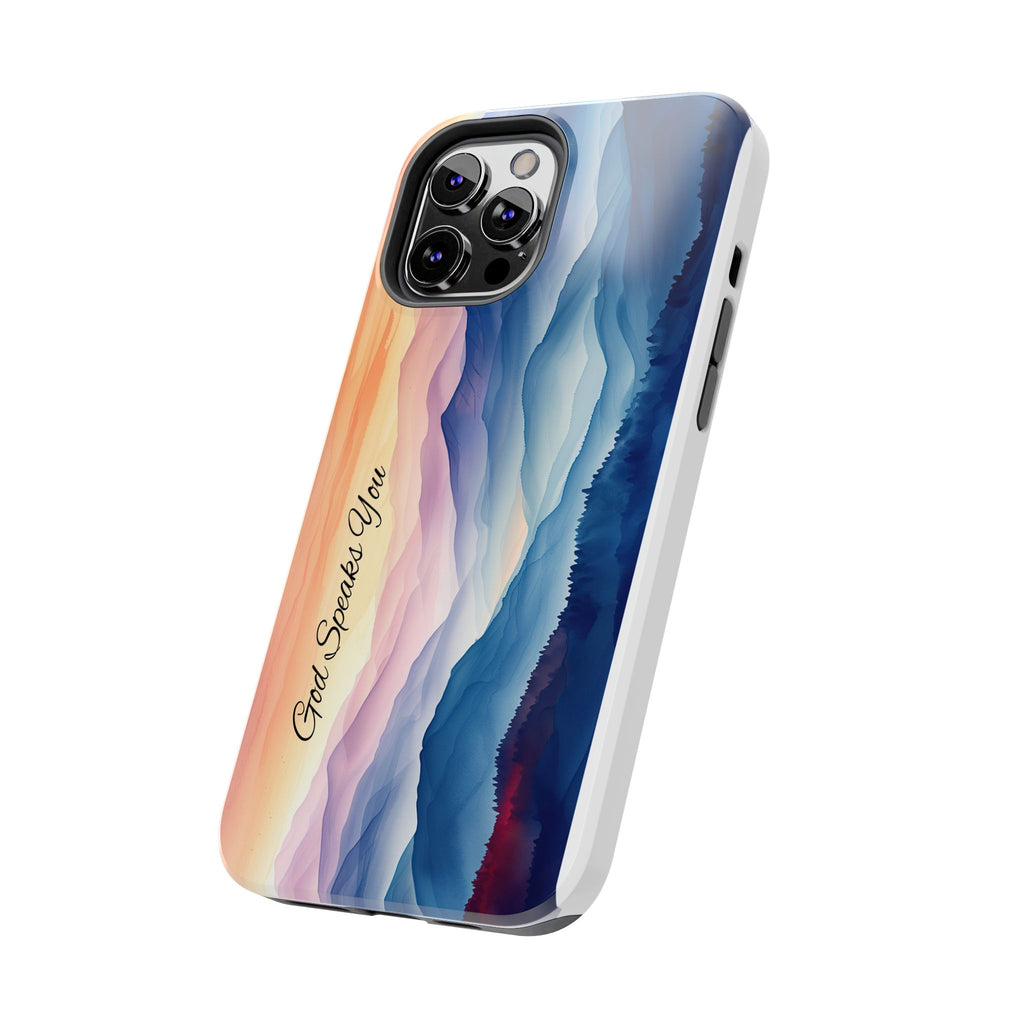Phone Case — 'God Speaks You' Sunset Mountain Tough Protective Case