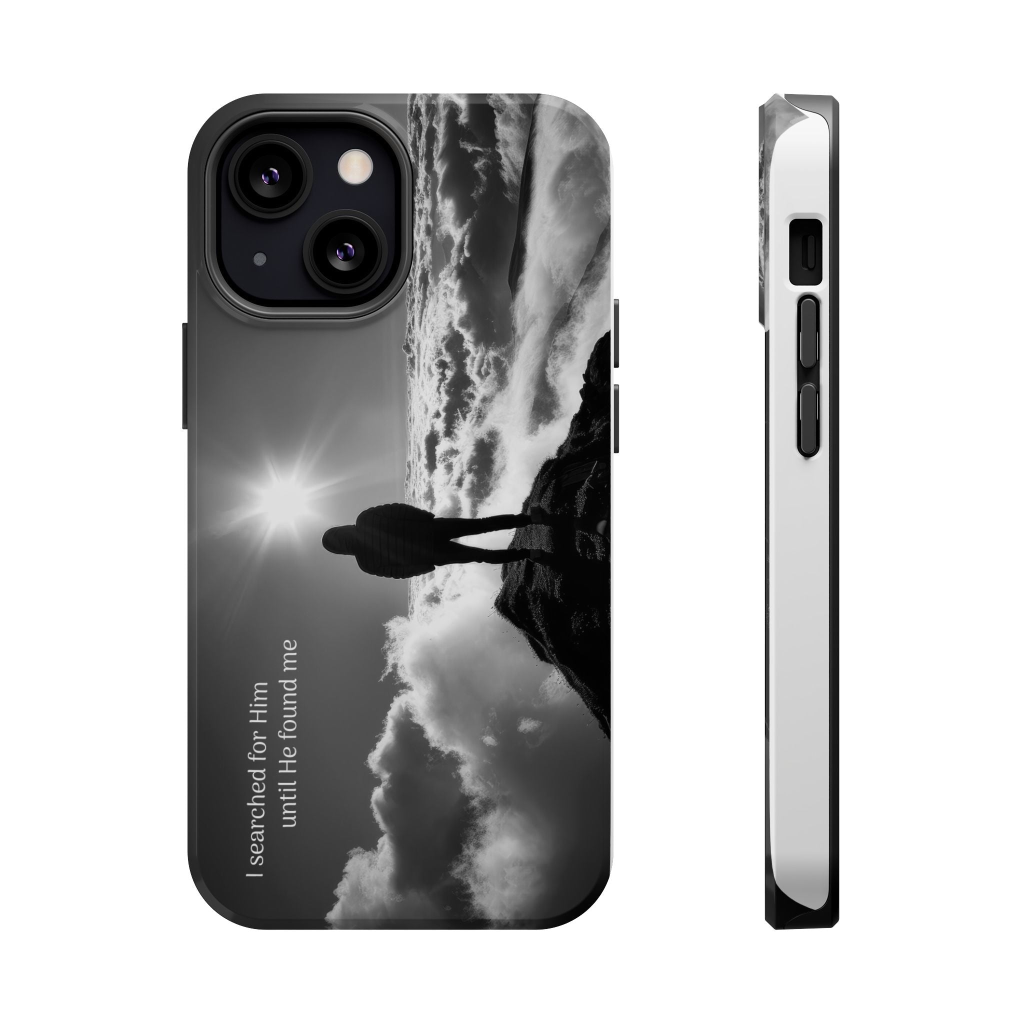 Inspirational Silhouette Magnetic Phone Case — "I searched for him until he found me"