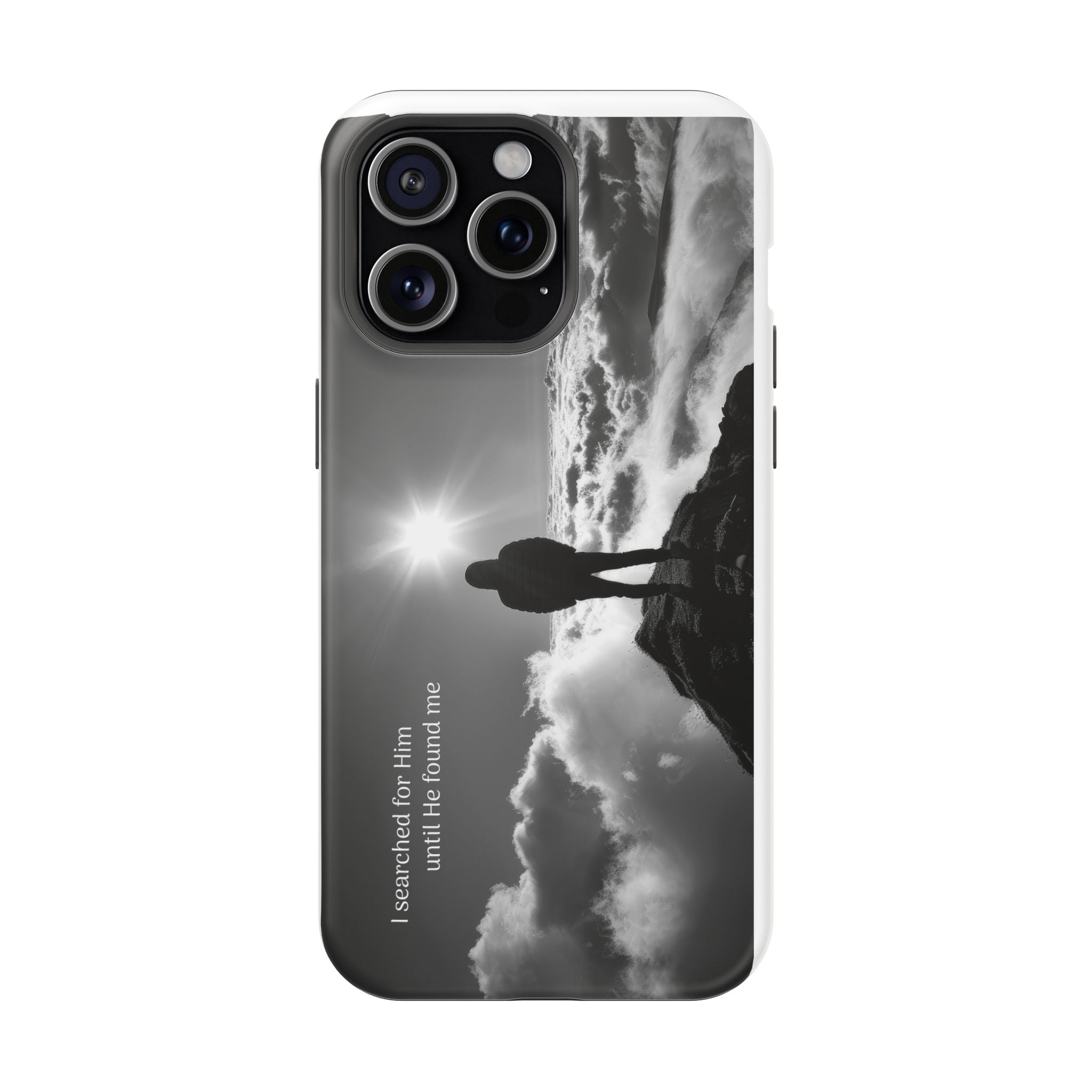 Inspirational Silhouette Magnetic Phone Case — "I searched for him until he found me"