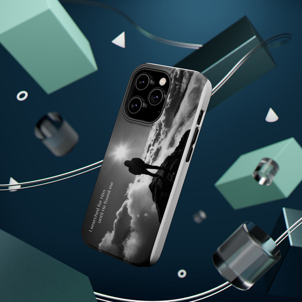 Inspirational Silhouette Magnetic Phone Case — "I searched for him until he found me"