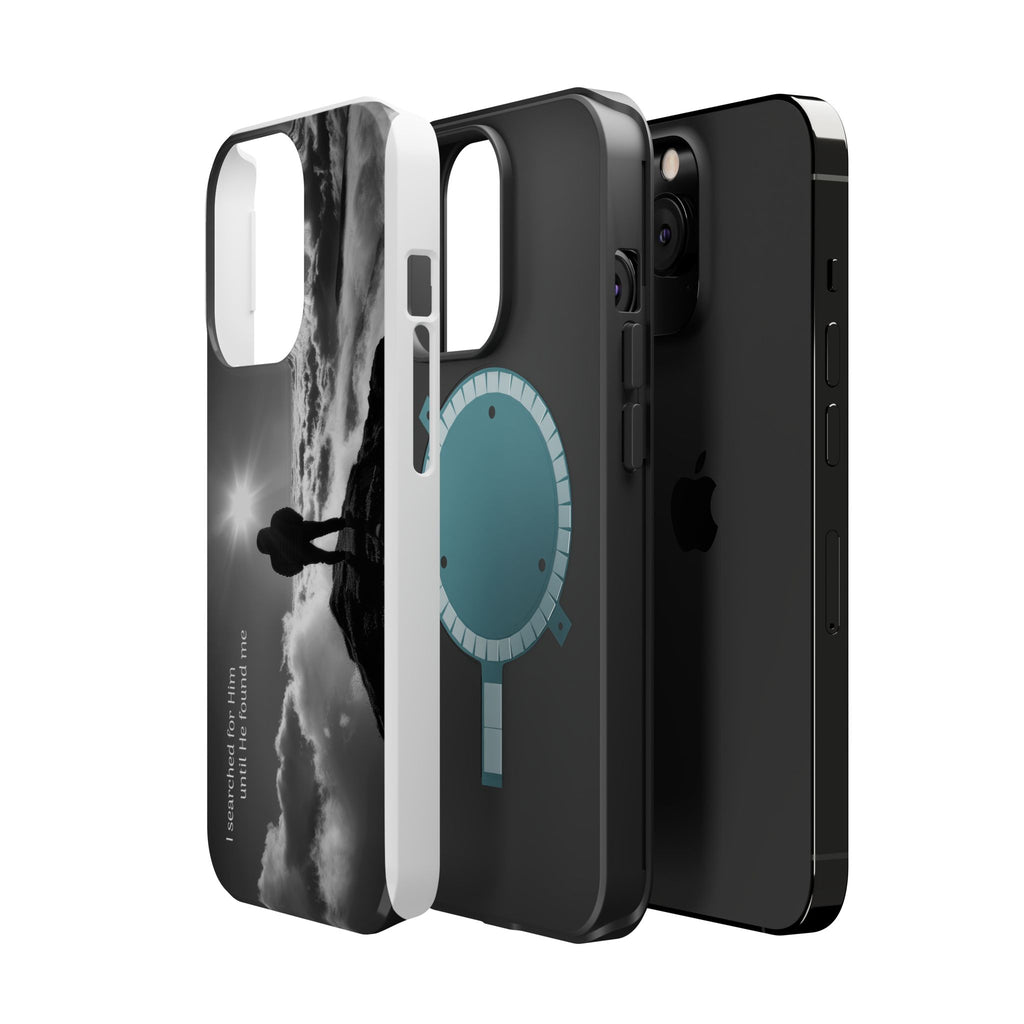 Inspirational Silhouette Magnetic Phone Case — "I searched for him until he found me"