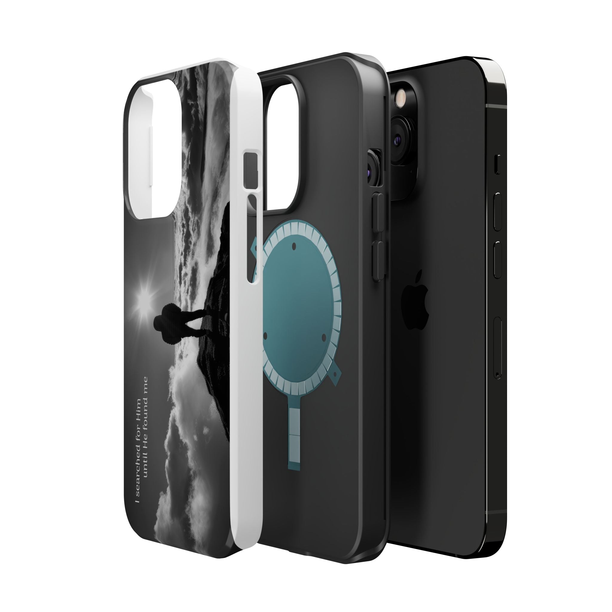 Inspirational Silhouette Magnetic Phone Case — "I searched for him until he found me"