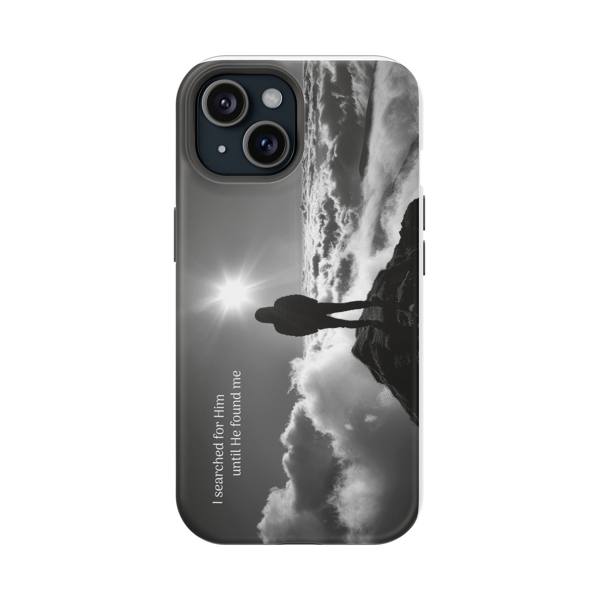 Inspirational Silhouette Magnetic Phone Case — "I searched for him until he found me"