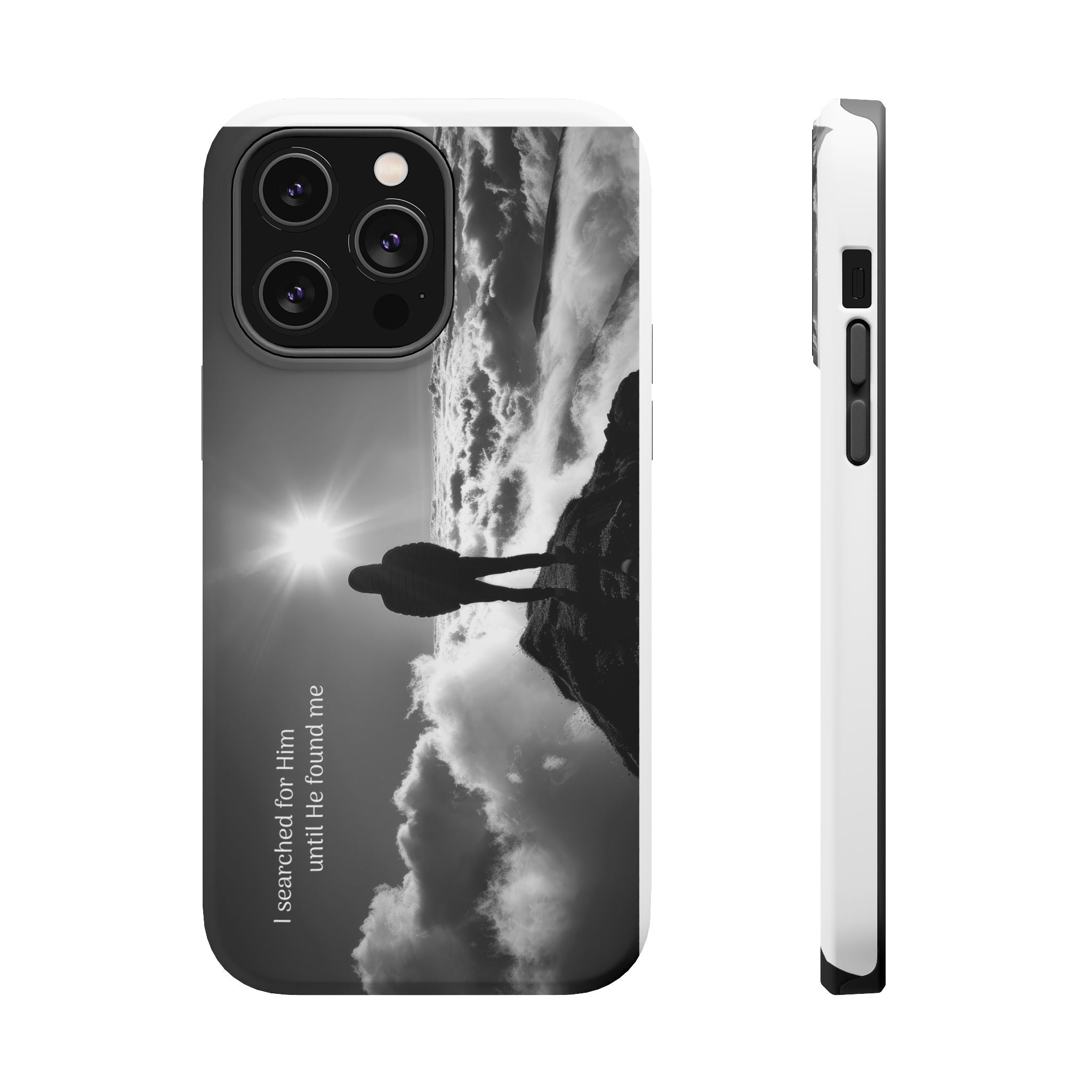 Inspirational Silhouette Magnetic Phone Case — "I searched for him until he found me"