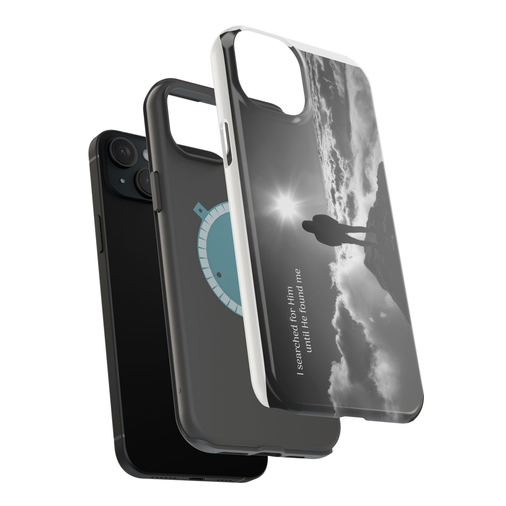 Inspirational Silhouette Magnetic Phone Case — "I searched for him until he found me"