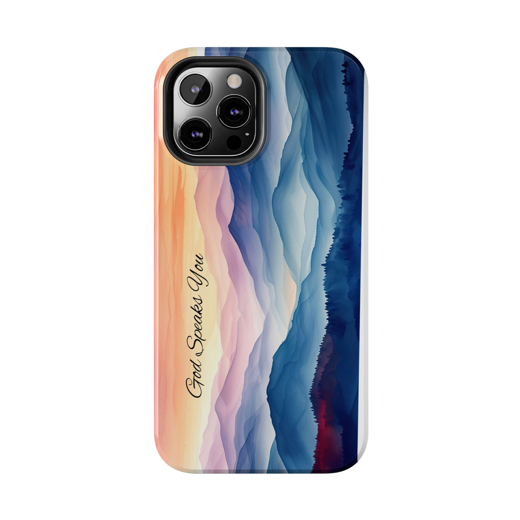 Phone Case — 'God Speaks You' Sunset Mountain Tough Protective Case