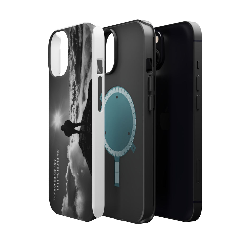 Inspirational Silhouette Magnetic Phone Case — "I searched for him until he found me"