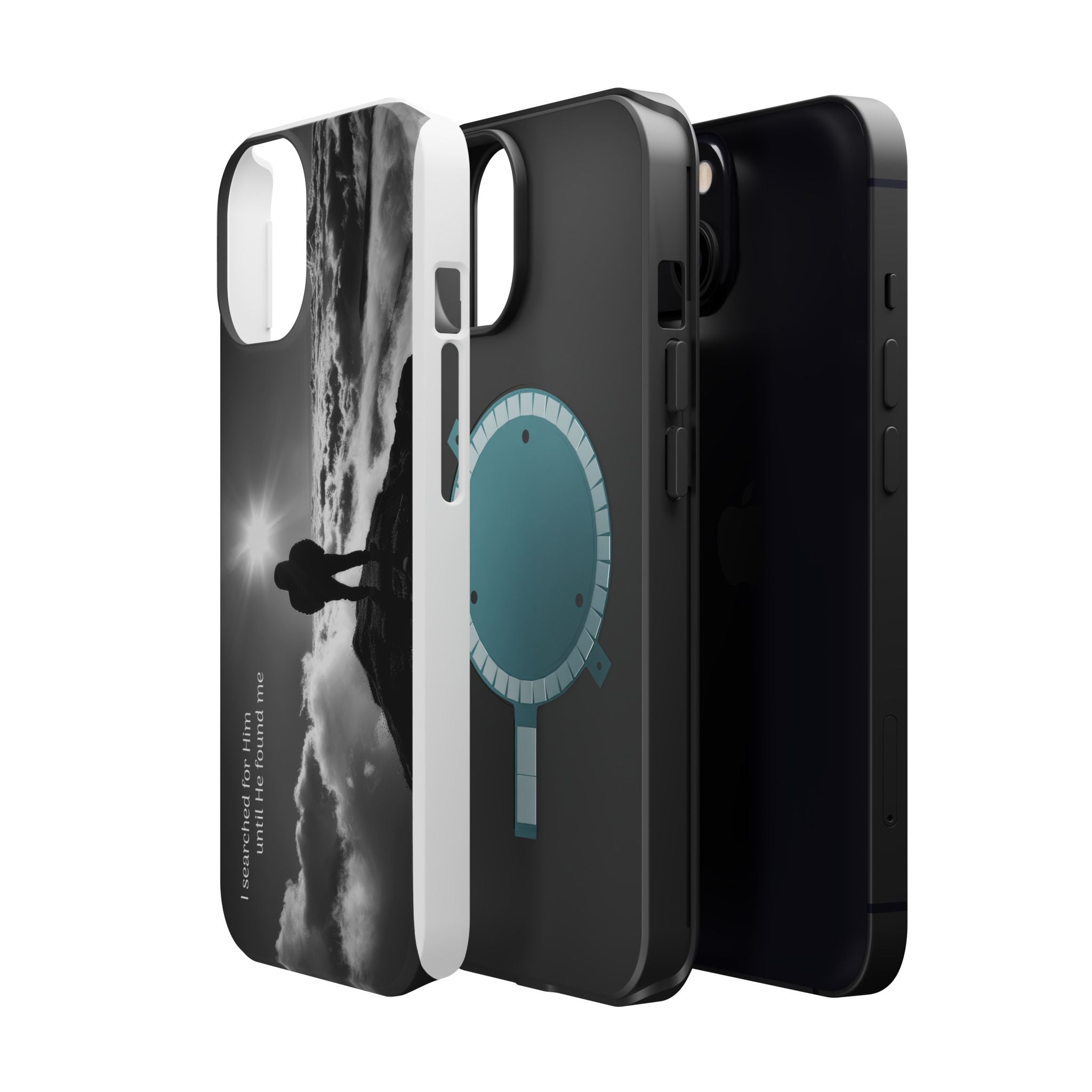 Inspirational Silhouette Magnetic Phone Case — "I searched for him until he found me"