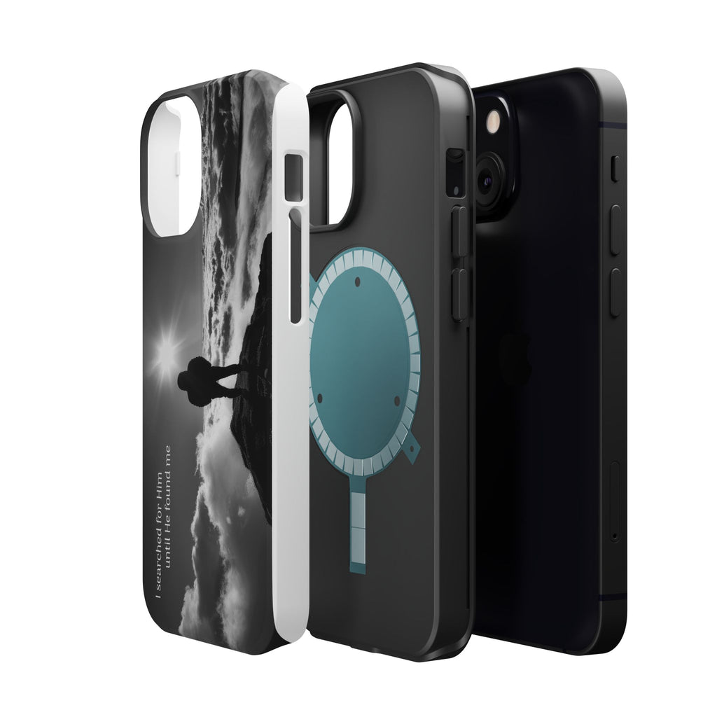 Inspirational Silhouette Magnetic Phone Case — "I searched for him until he found me"