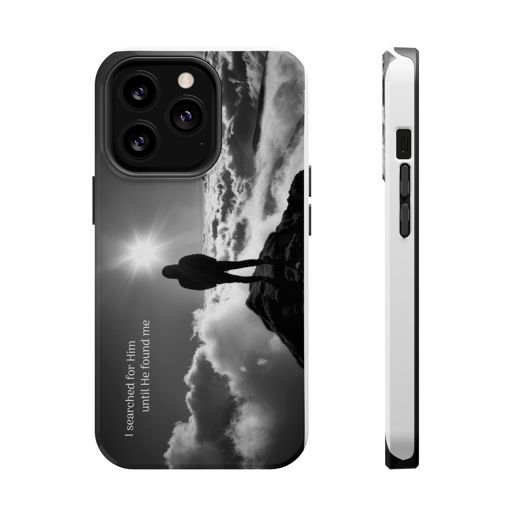 Inspirational Silhouette Magnetic Phone Case — "I searched for him until he found me"