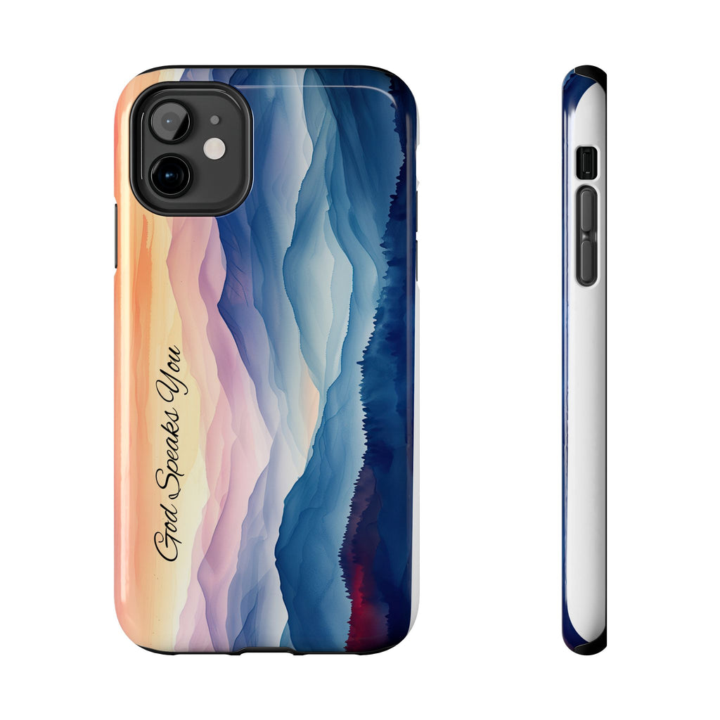 Phone Case — 'God Speaks You' Sunset Mountain Tough Protective Case