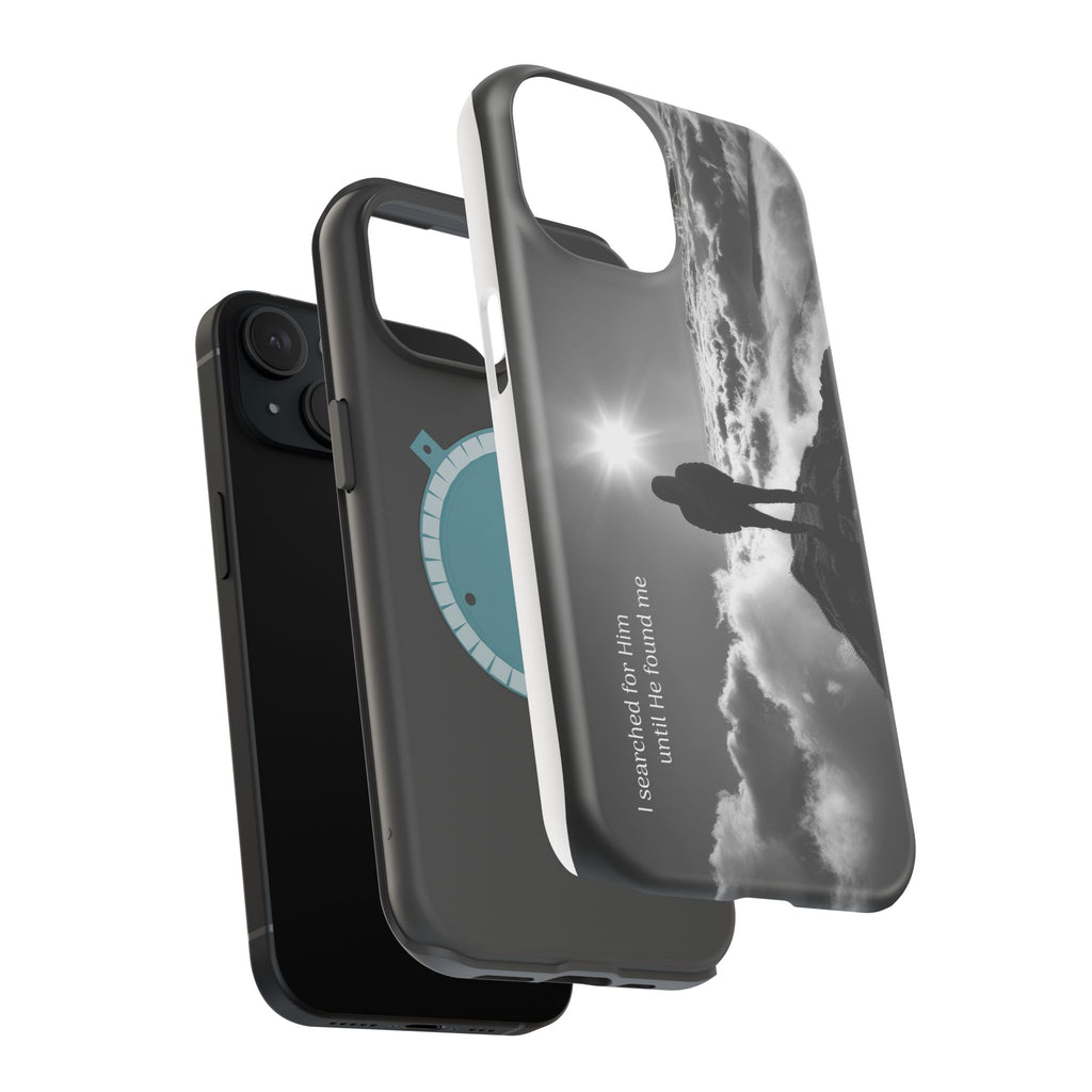 Inspirational Silhouette Magnetic Phone Case — "I searched for him until he found me"