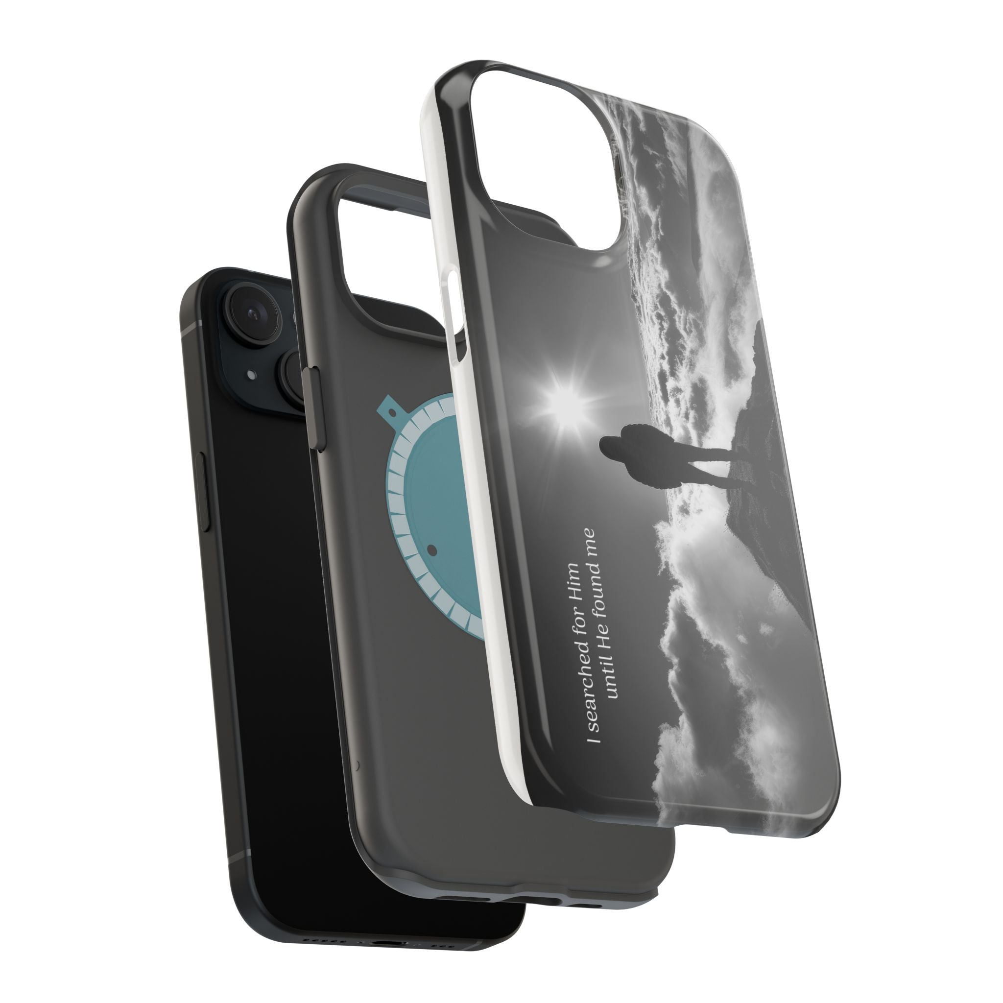 Inspirational Silhouette Magnetic Phone Case — "I searched for him until he found me"