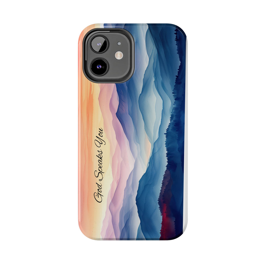 Phone Case — 'God Speaks You' Sunset Mountain Tough Protective Case