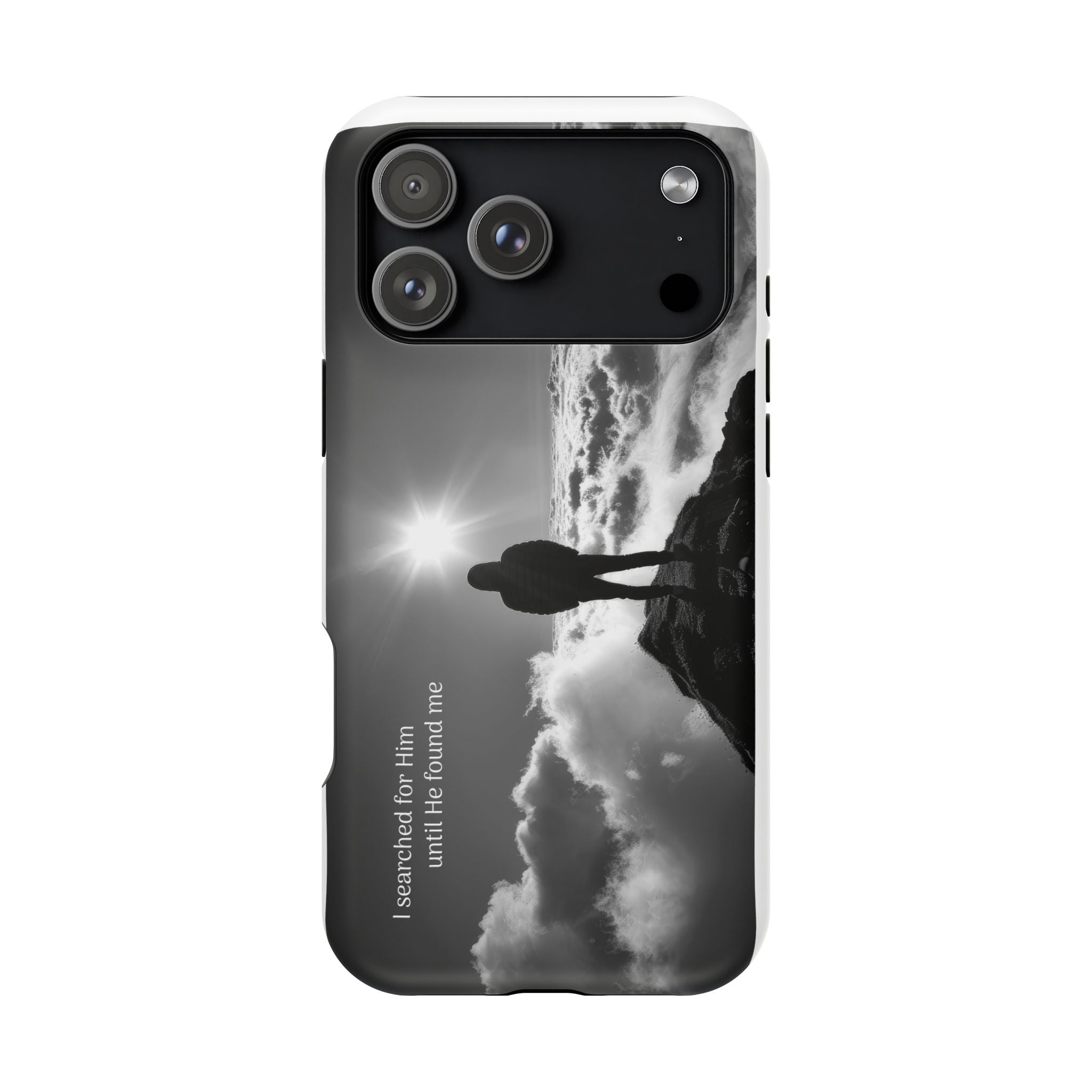 Inspirational Silhouette Magnetic Phone Case — "I searched for him until he found me"