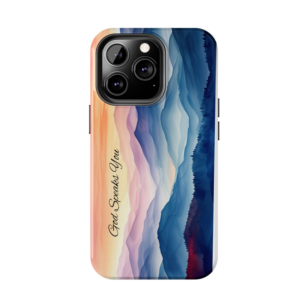Phone Case — 'God Speaks You' Sunset Mountain Tough Protective Case