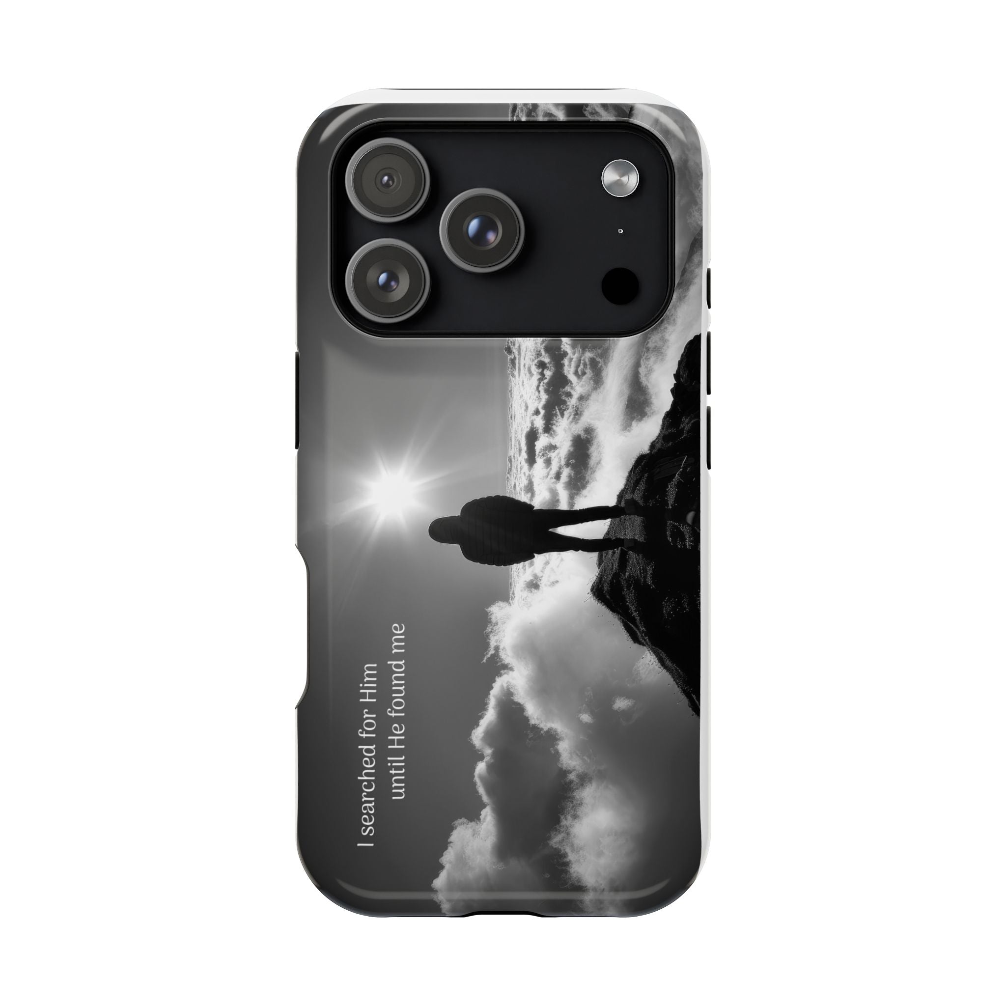 Inspirational Silhouette Magnetic Phone Case — "I searched for him until he found me"