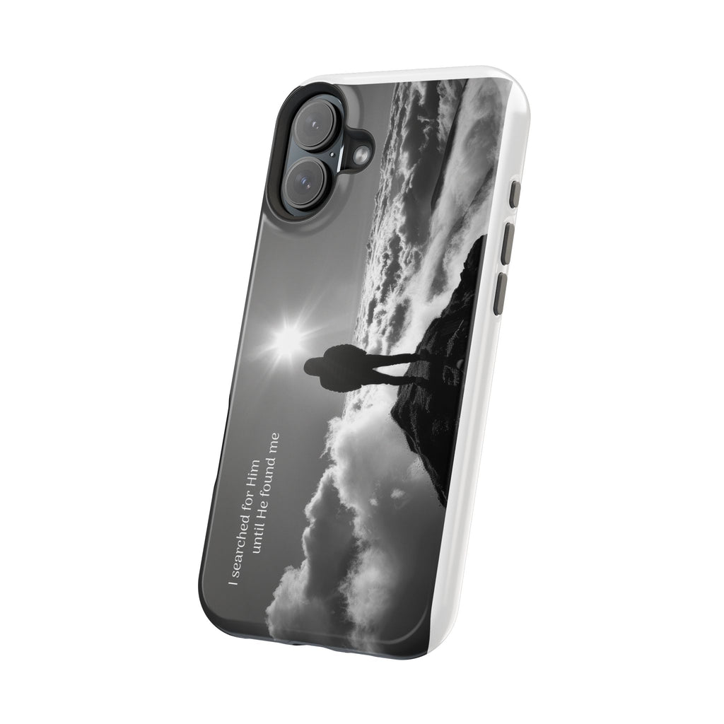 Inspirational Silhouette Magnetic Phone Case — "I searched for him until he found me"